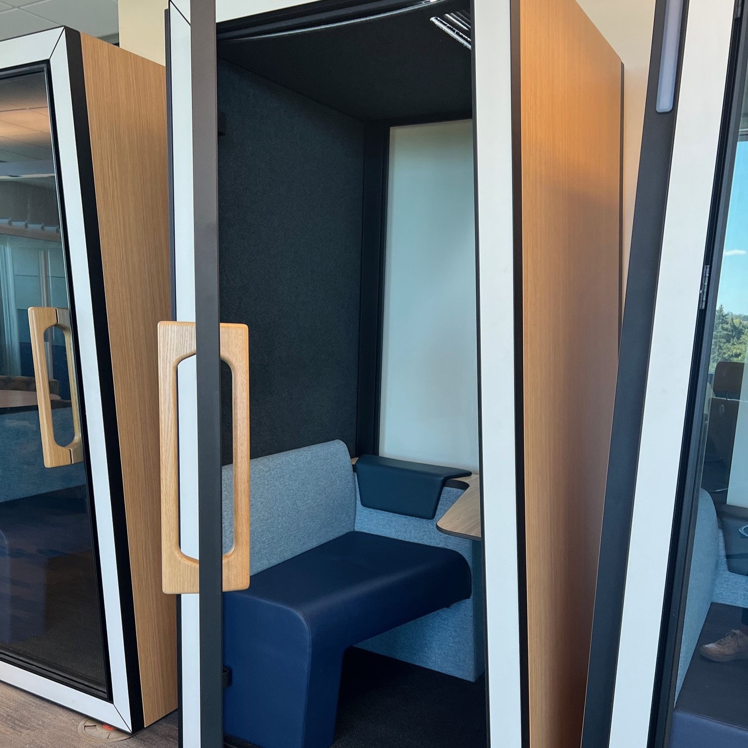 Single person study pod with desk and power